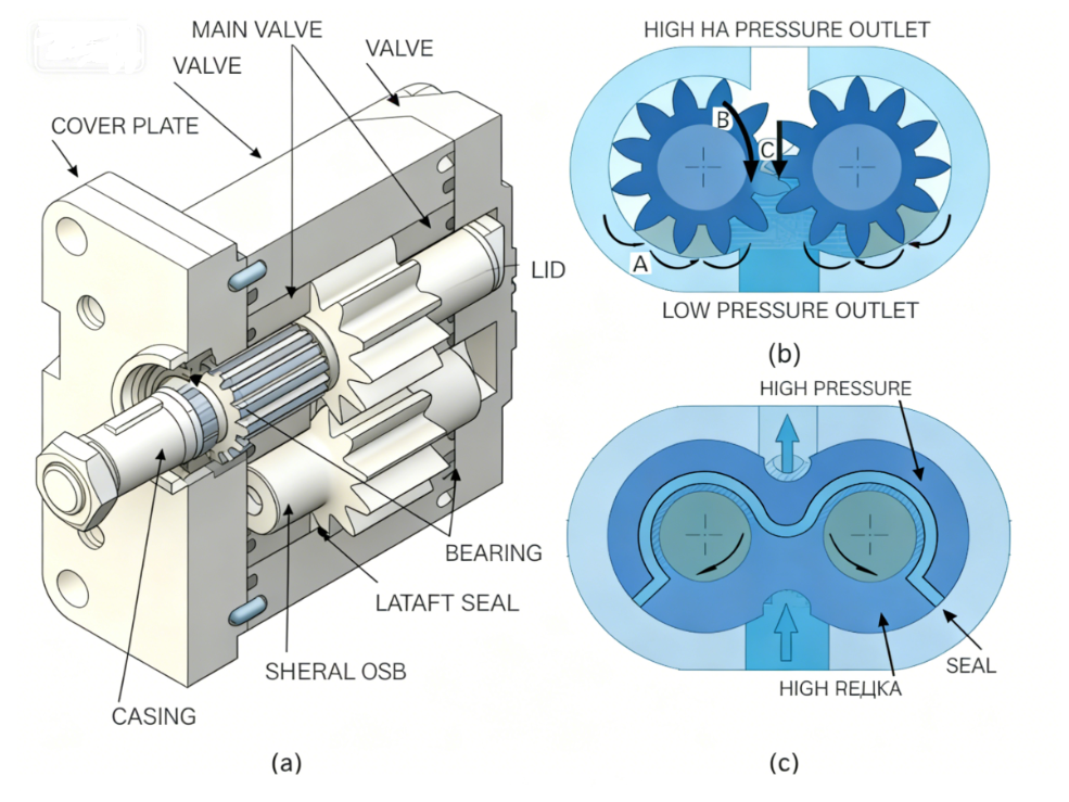 Gear pump cross-sectional view